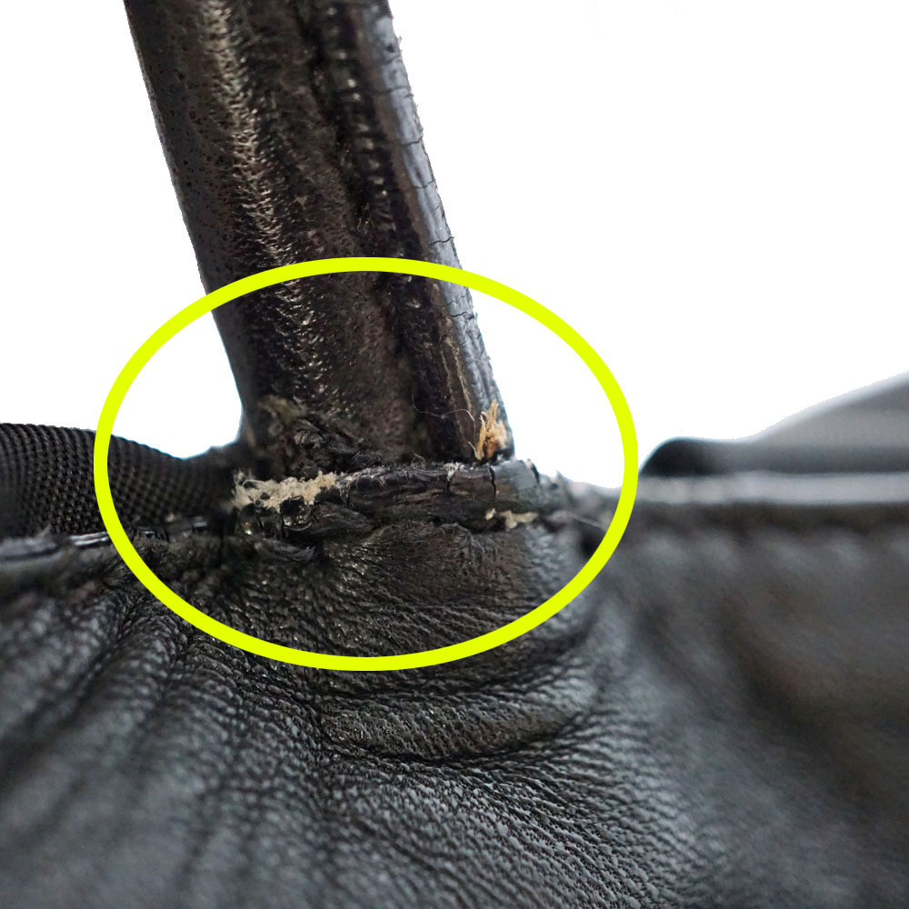 PRADA Tote Bag Pocono Black Leather Rion Motif - Picture 7 of 11